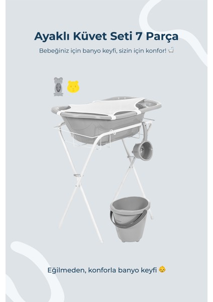 Babyjem Ayaklı Banyo Seti Gri