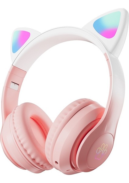 Kablosuz Bluetooth Kulaklık Kedi Kulaklı Kademeli Renkli Işıklı Oyun Katlanabilir Kart Kulaklık Evrensel (Yurt Dışından) fiyatları