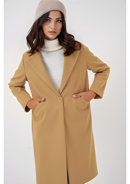 Kadın BDART Şal Yaka Herringbone Yün Karışımı Kaban Yellow fiyatları