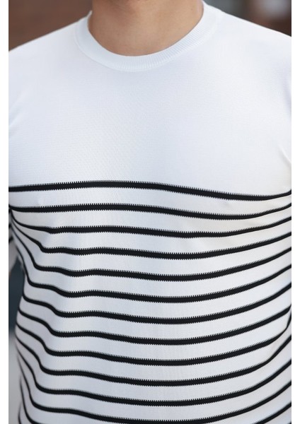 Erkek Çizgi Desenli Bisiklet Yaka Kısa Kollu T-Sihrt modelleri