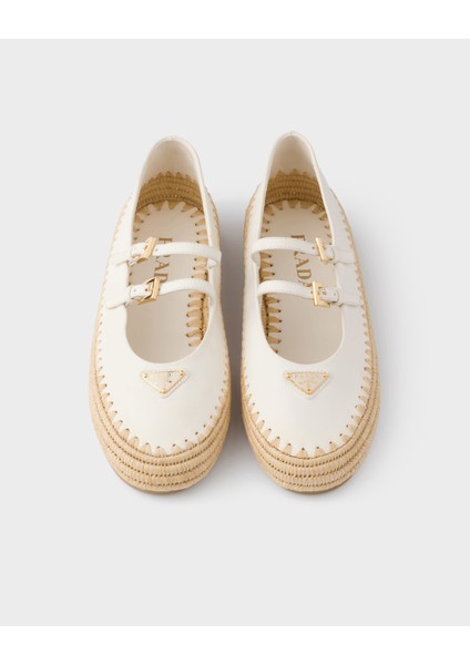 Prada Espadril Raffia Ballerinas Mary Jane - Kadın Ayakkabı - Günlük Ayakkabı - hasır ayakkabı