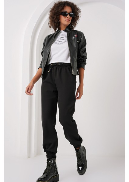 Kadın BDART Çekmeli Lastik Bel Dar Paça Eşofman Altı Black fiyatları