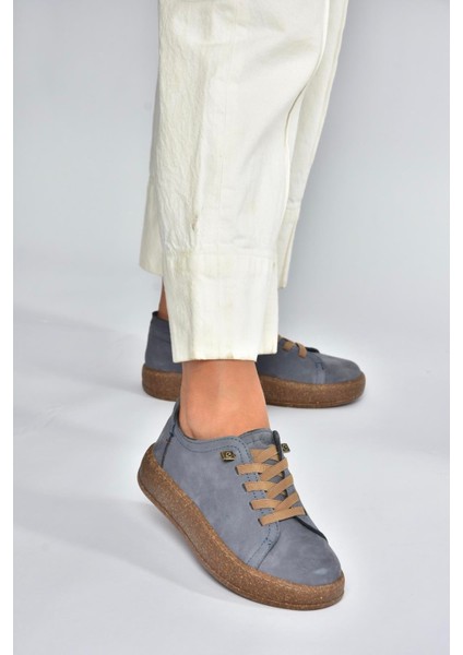 V999060501 Mavi Hakiki Deri Nubuk Kadın Spor Ayakkabı Sneakers fiyatları