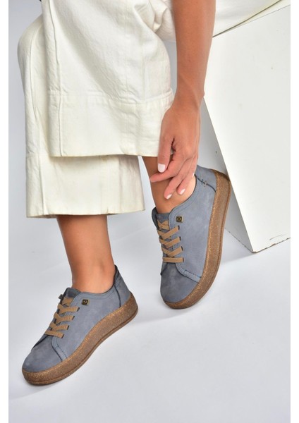 V999060501 Mavi Hakiki Deri Nubuk Kadın Spor Ayakkabı Sneakers modelleri