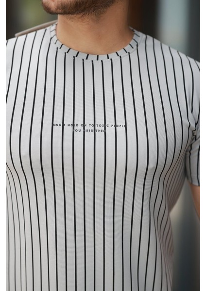 Erkek Dikey Çizgili Ottoman Kumaş Kısa Kollu Tişört modelleri