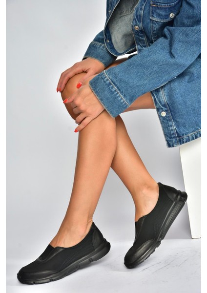 U555191003 Siyah Hakiki Deri Comfort Ortopedik Taban Kadın Ayakkabı modelleri