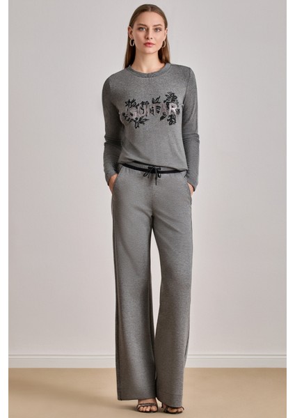 Günlük Giyim Gri Örme Eşofman Altı