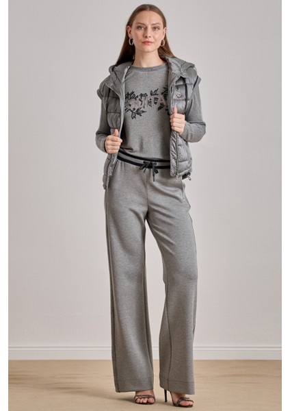 Günlük Giyim Gri Örme Eşofman Altı