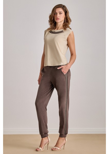 Spor Kahverengi Kadife Eşofman Altı modelleri