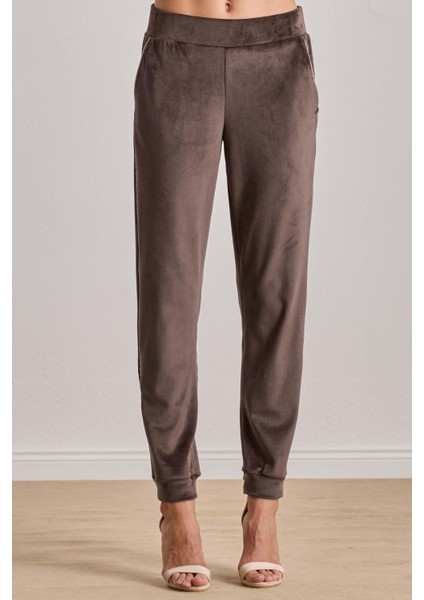 Spor Kahverengi Kadife Eşofman Altı