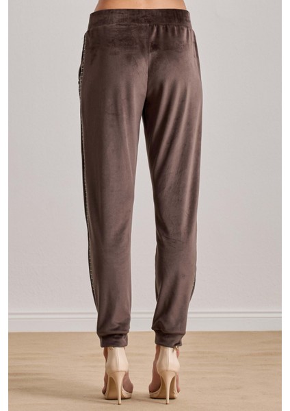 Spor Kahverengi Kadife Eşofman Altı