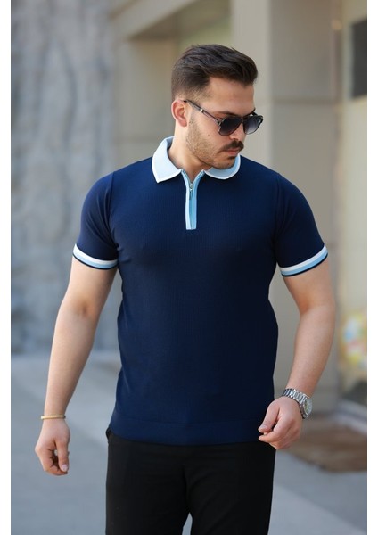 Erkek Renkli Yaka Kısa Kollu Tişört