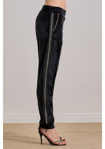 Spor Siyah Kadife Eşofman Altı indirimleri