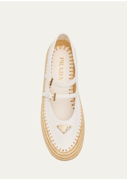Prada Espadril Raffia Ballerinas Mary Jane - Kadın Ayakkabı - Günlük Ayakkabı - hasır ayakkabı fırsatları