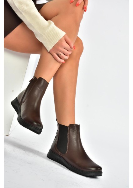 V324501103 Kahverengi Hakiki Deri Kadın Bot fiyatları