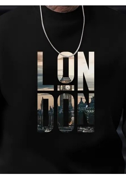 Erkek Uzun Kollu Bisiklet Yaka London Logo Baskılı Iki Iplik Bluz fiyatları