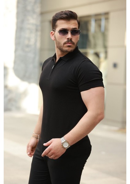 Erkek Fermuar Yakalı Kısa Kollu Tişört fiyatları