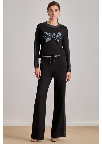 Günlük Giyim Siyah Örme Eşofman Altı