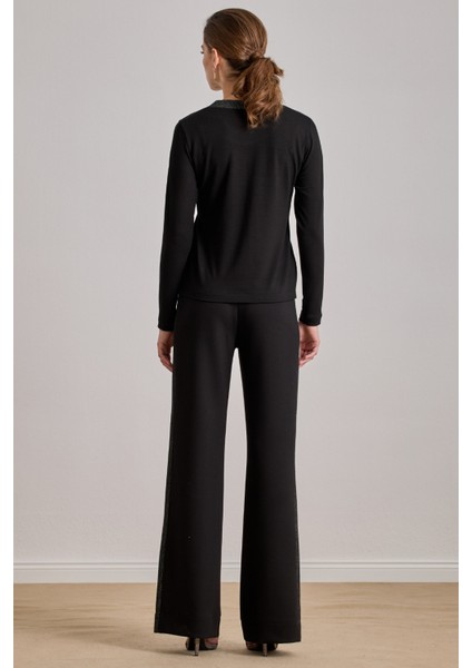 Günlük Giyim Siyah Örme Eşofman Altı