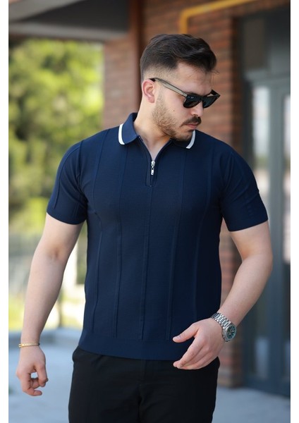 Erkek Yakalı Fermuarlı Kısa Kollu T-Shirt fırsatları