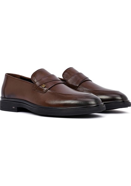 Erkek Kahverengi Deri Klasik Loafer 25WFD620918 modelleri