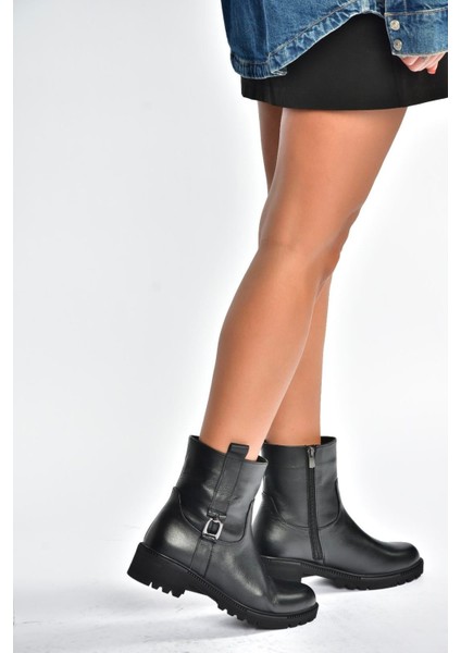 V654070403 Siyah Hakiki Deri Kadın Bot fırsatları