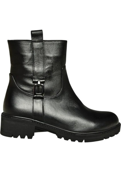 V654070403 Siyah Hakiki Deri Kadın Bot indirimleri