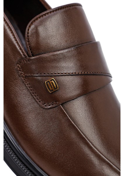 Erkek Kahverengi Deri Klasik Loafer 25WFD620918