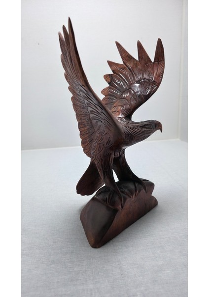 Frefly Store Doğal Ahşap Kartal Heykeli El Yapımı Şahin Atmaca Yırtıcı Kuş Figürü Dekoratif
