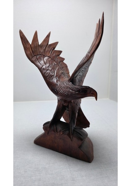 Frefly Store Doğal Ahşap Kartal Heykeli El Yapımı Şahin Atmaca Yırtıcı Kuş Figürü Dekoratif modelleri