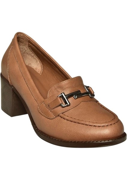 V468708203 Vizon Hakiki Deri Kalın Topuklu Kadın Ayakkabı indirimleri