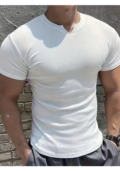 Erkek Kısa Kollu Bisiklet Yaka Burgu Bluz