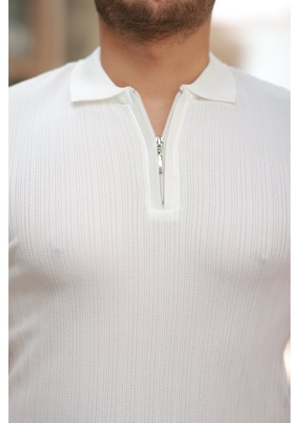 Erkek Fermuar Yakalı Kısa Kollu Tişört modelleri