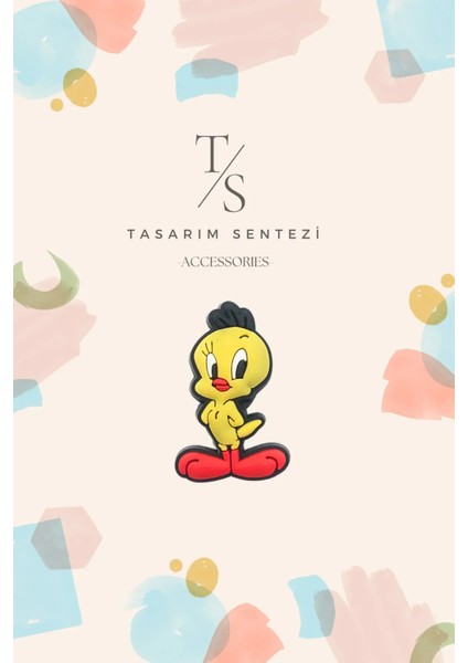 Rozet Silikon Broş Tweety Sarı Civciv Looney Tunes Yaka Çanta Kıyafet Şapka Aksesuar
