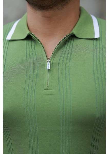 Erkek Fermuar Yakalı Kısa Kollu Tişört modelleri