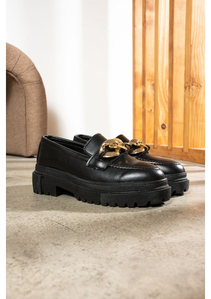 Günlük Kadın Loafer Klasik Kalın Tabanlı Zincirli Oval Burunlu Makosen Ayakkabı 400-420-430-440 indirimleri