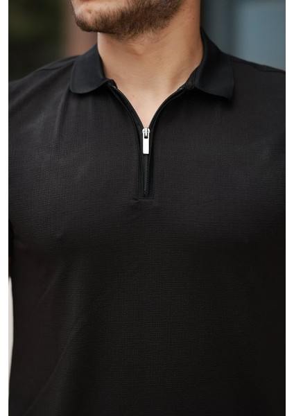 Erkek Fermuarlı Yaka Kısa Kollu Tişört modelleri