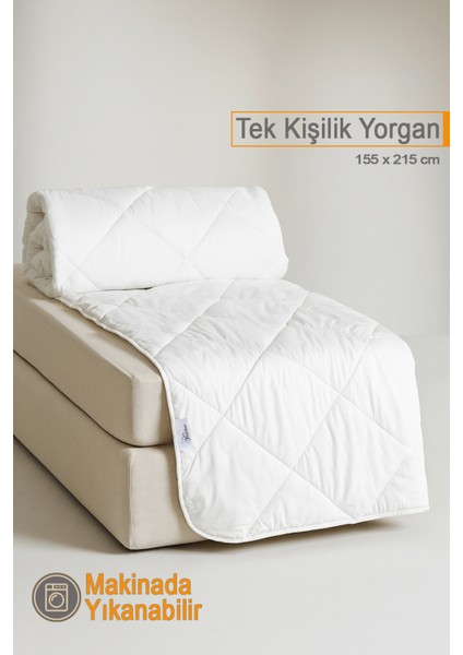 Ecotermo Tek Kişilik Mikrofiber Antialerjik Silikon Yorgan | Çeyizlik | Otel Yorganı | 155X215 cm