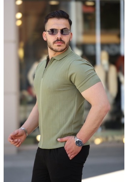 Erkek Yakası Fermuarlı Kısa Kollu T-Shirt fiyatları