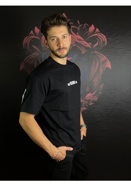 Göğüs ve Sırt Baskılı %100 Pamuk T-Shirt