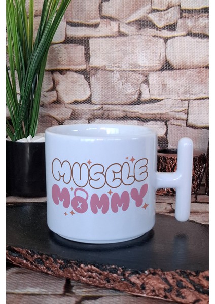 Muscle Mommy Baskılı Gym Spor Hediye Baskılı T Kulplu Latte Fincanı Kupa Bardak
