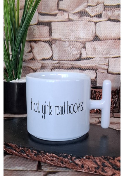 Hot Girls Read Books Baskılı Kitap Severler Için Özel Hediye T Kulplu Latte Fincanı Kupa Bardak