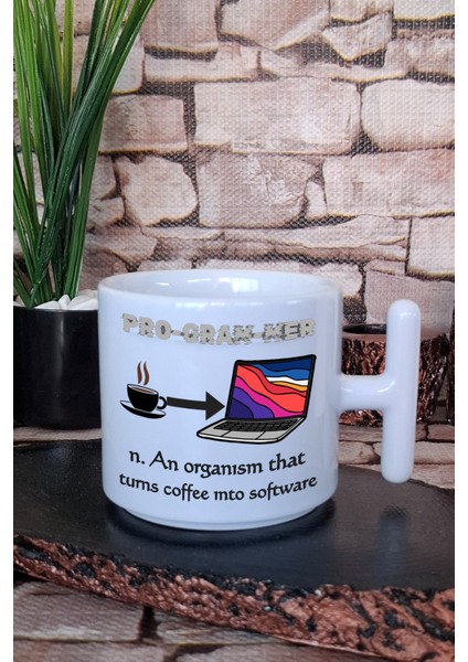 Bilgisayar Programcısı Yazılımcı Mühendis Sözlük Baskılı Hediye T Kulplu Latte Fincanı Kupa Bardak