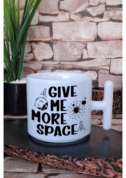 Give Me More Space 1 Baskılı Uzay Boşluğu Isteği Astronot Hediye T Kulplu Latte Fincanı Kupa Bardak