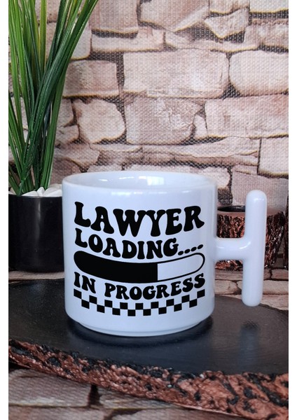Lawyer Loading In Progress Komik Avukat Hediyelik Baskılı T Kulplu Latte Fincanı Kupa Bardak