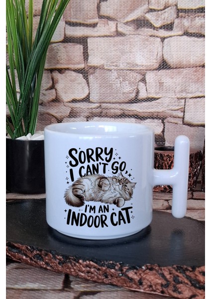 Kedi Komik Esprili Kedi Sahibi Eğlenceli Hediyelik Baskılı T Kulplu Latte Fincanı Kupa Bardak