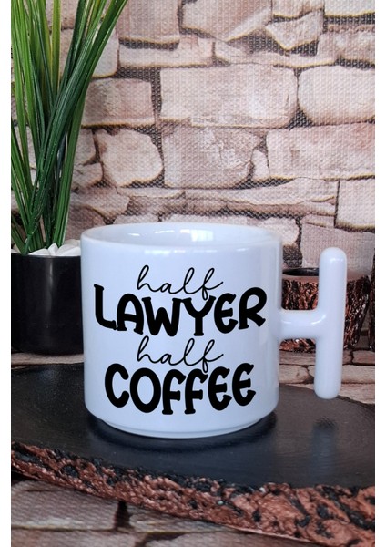 Lawyer Coffee Temalı Avukat Hediyelik Baskılı T Kulplu Latte Fincanı Kupa Bardak