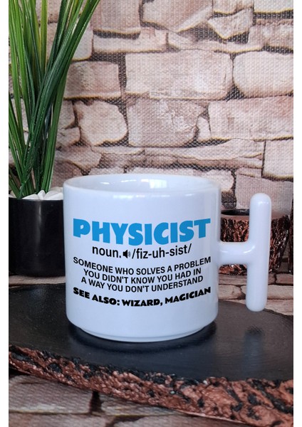 Physicist Noun Definition Baskılı Fizikçi Hediyelik T Kulplu Latte Fincanı Kupa Bardak
