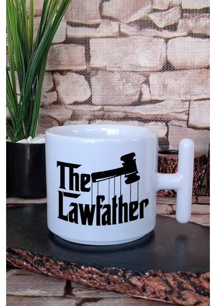 The Lawfather Baskılı Komik Avukat Hediyelik Baskılı T Kulplu Latte Fincanı Kupa Bardak