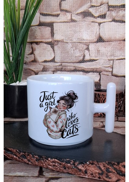 Kedi Esprili Kedisever Kedi Sahibi Eğlenceli Hediyelik Baskılı T Kulplu Latte Fincanı Kupa Bardak